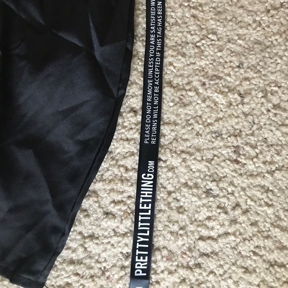 SOLD/PrettyLittleThing Black Silk Mini Dress - Picture 5 of 8